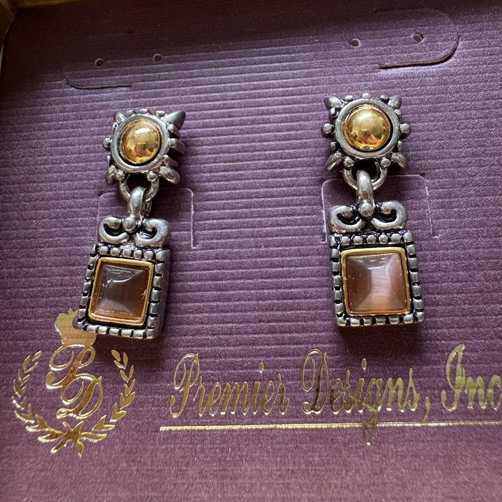 Premier Designs Gold and Silver Square Earrings